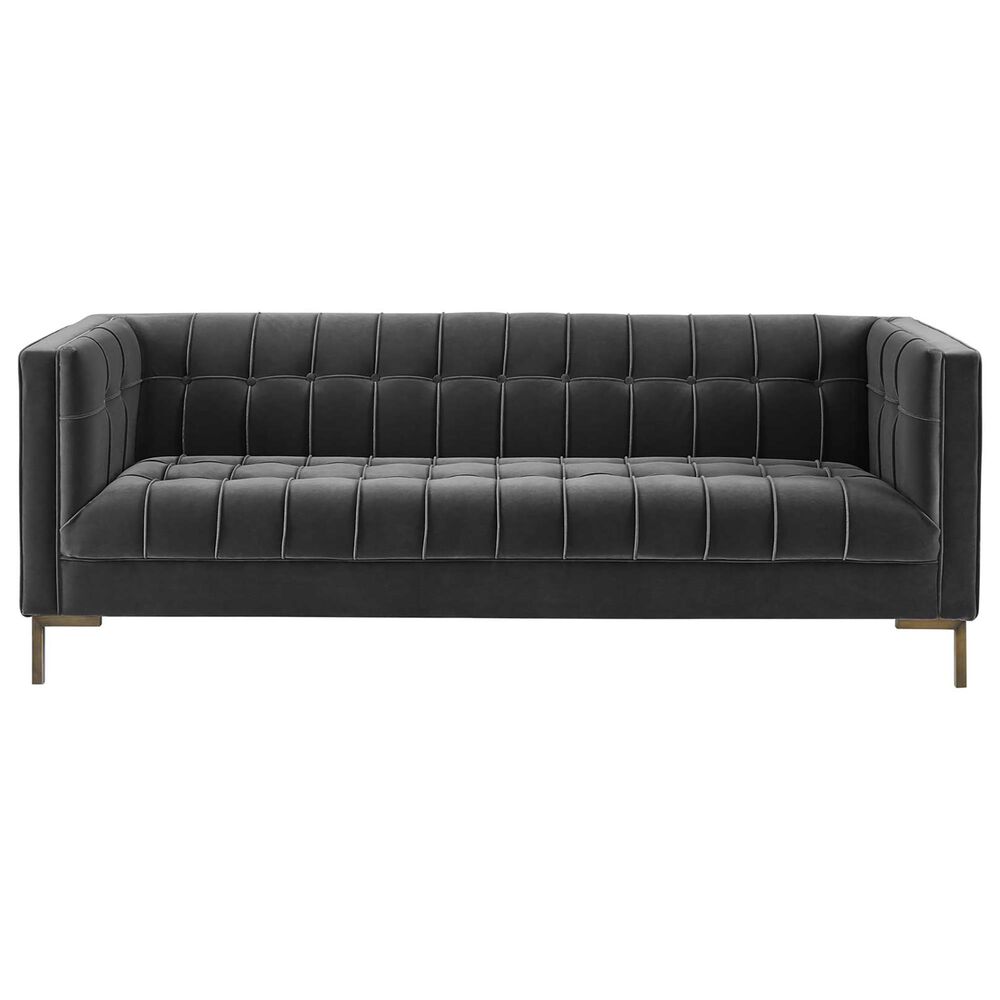 37B Isaac Channel Stitched Stationary Sofa in Moonlight Gray Velvet, , large
