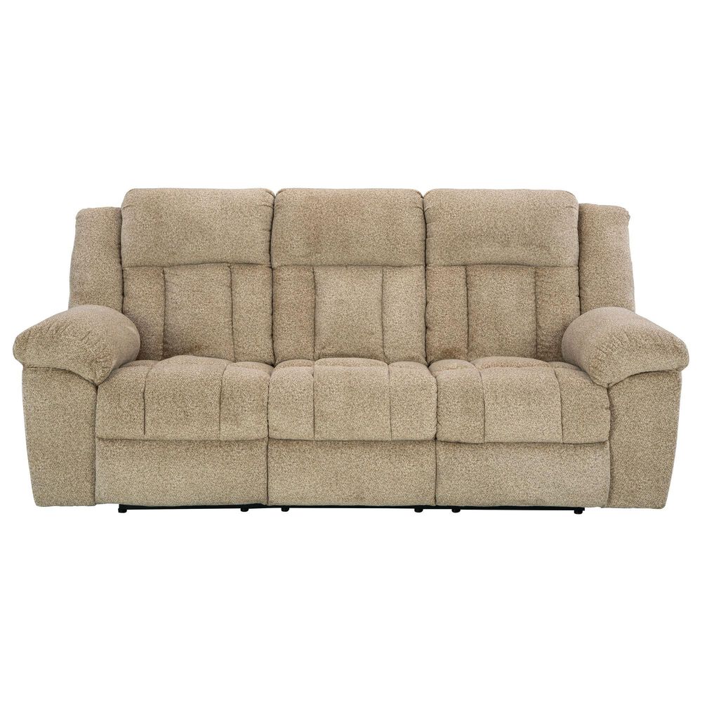 Ashley Tip-Off Power Reclining Sofa with Adjustable Headrest in Wheat, , large