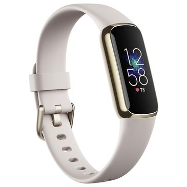 Fitbit Luxe Tracker with Lunar White Band in Soft Gold Stainless Steel, , large