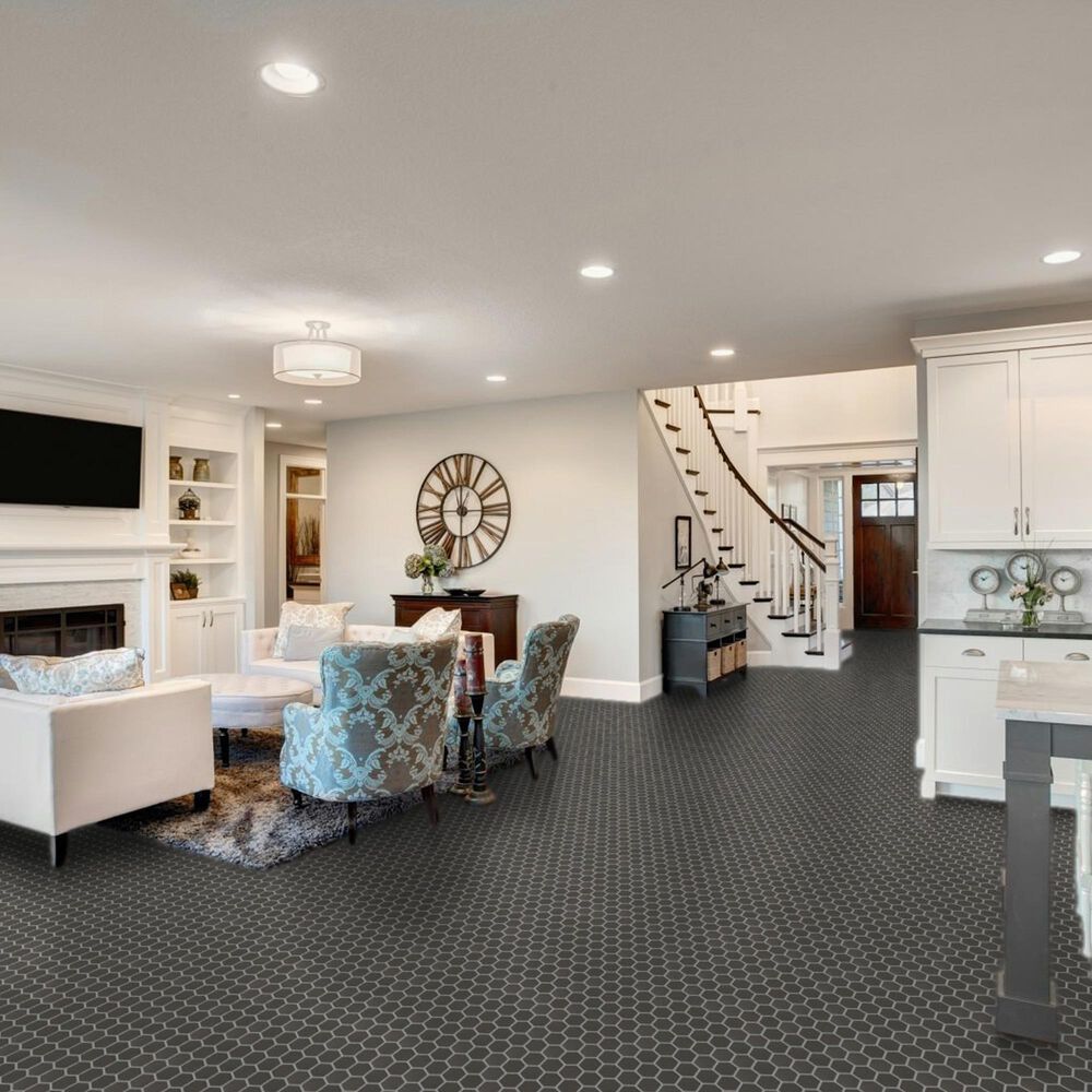 Emser Savvy Pewter 2" Hexagon on 11" x 12" Glazed Porcelain Mosaic Sheet, , large