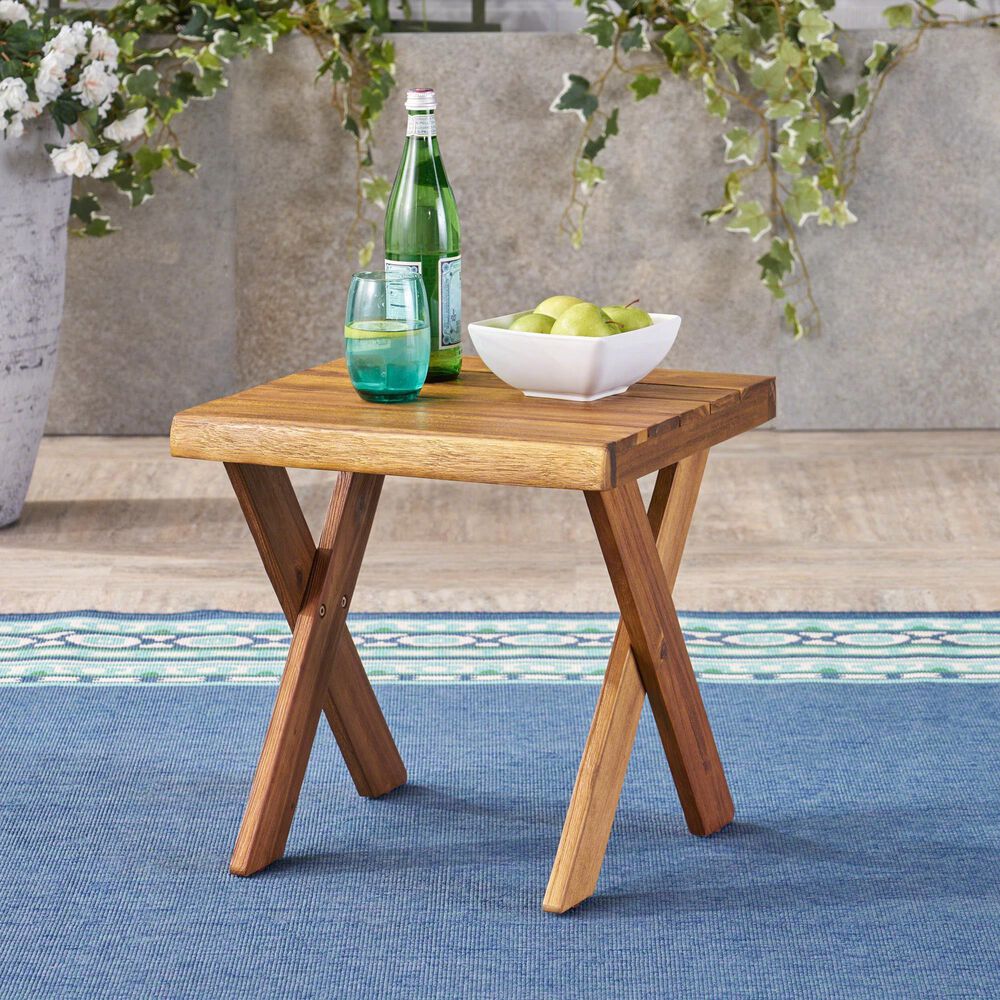 Hearth and Haven Square Patio End Table in Teak, , large