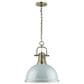Golden Lighting Duncan 1-Light Pendant with Chain in Aged Brass with a Seafoam Shade, , large