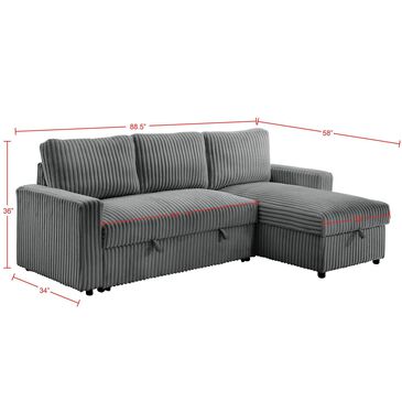 Everly Living Jayla 2-Piece Sleeper Sectional Right Facing Chaise in Gray, , large