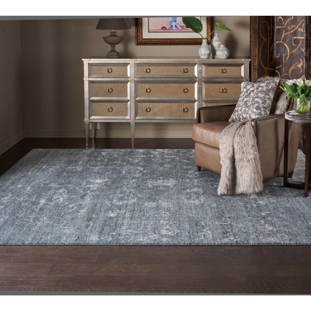 Nourison Silk Shadows 5&#39;6&quot; x 7&#39;5&quot; Blue and Stone Area Rug, , large