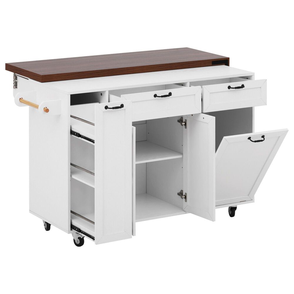 HOMLUX 102" Kitchen Island with Extendable Dining Table in White, , large