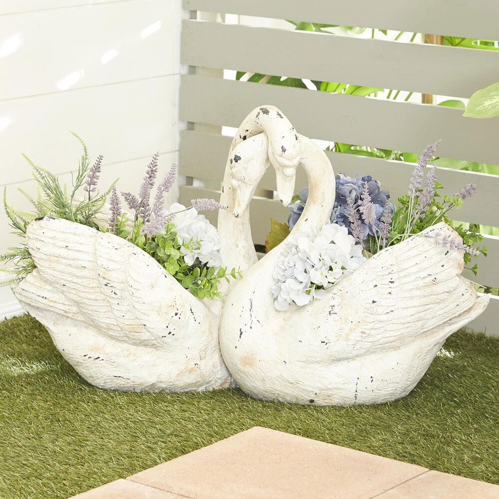 Maple and Jade Swan Magnesium Oxide Planter in Matte White, Black and Brown, , large