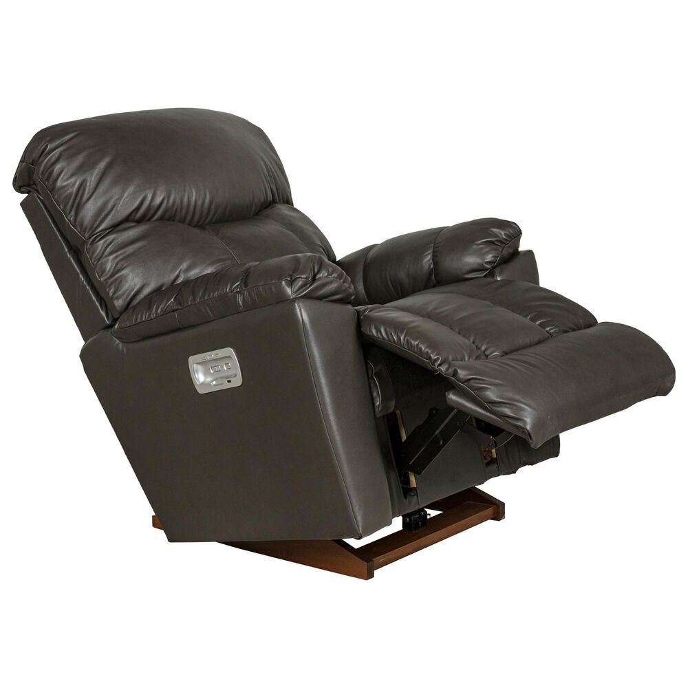 La-Z-Boy Morrison Leather Power Rocker Recliner in Grey, , large