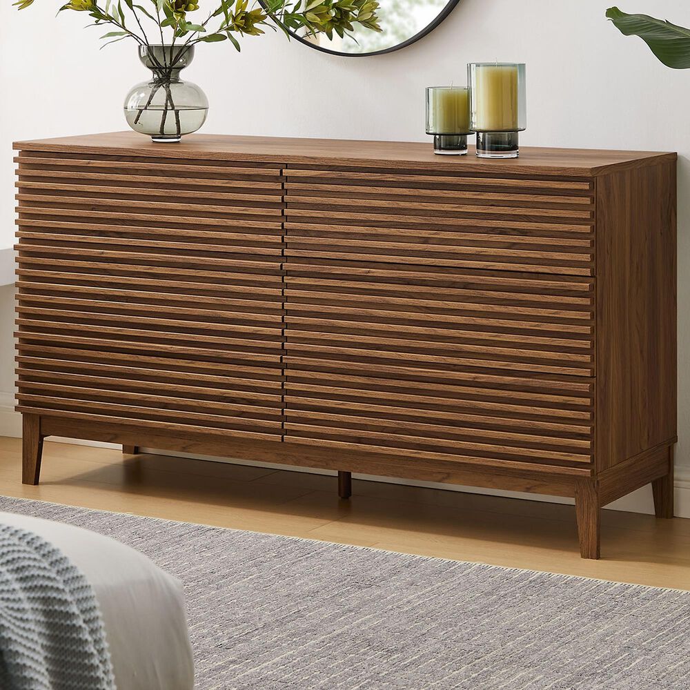 Modway Render 63" 6-Drawer Dresser in Walnut, , large