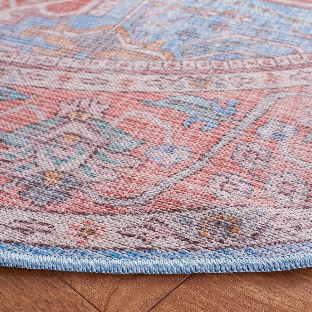 Safavieh Serapi  6&#39;7&quot; Round Blue and Rust Area Rug, , large