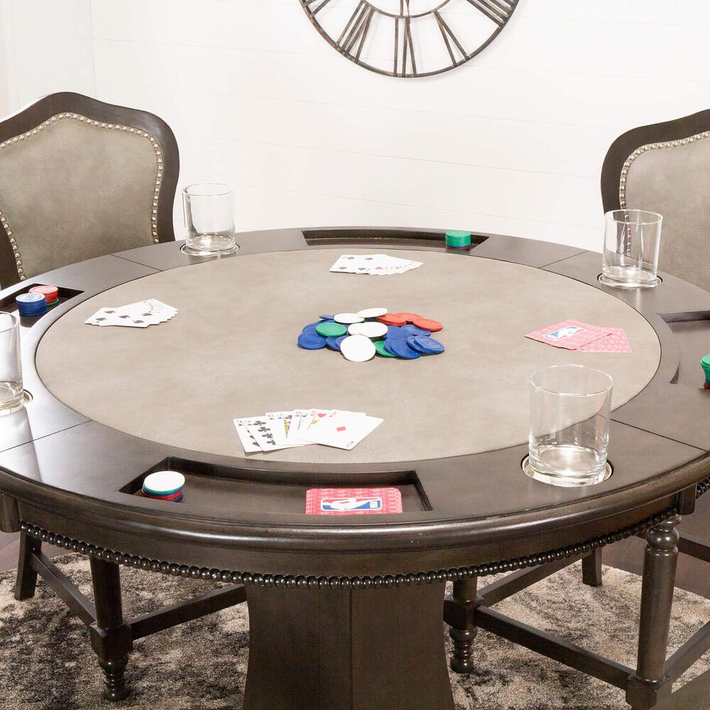 SUNSET Vegas 5-Piece Round Game Table Set in Smoke Gray, , large