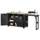 HOMLUX 78.3" Outdoor Kitchen Island with Foldable Grill Table in Black and Stainless Steel, , large