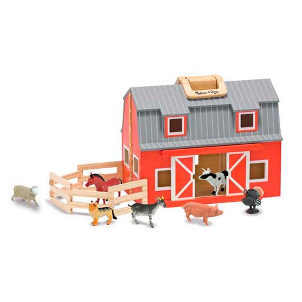 Melissa & Doug Wooden Fold & Go Barn, , large