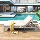HOMLUX Patio 2-Person Chaise Lounge with Folding Side Tables and Gray Frame in Beige, , large