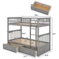 Hearth and Haven Twin over Twin Convertible Bunk Bed with Drawers in Gray, , large