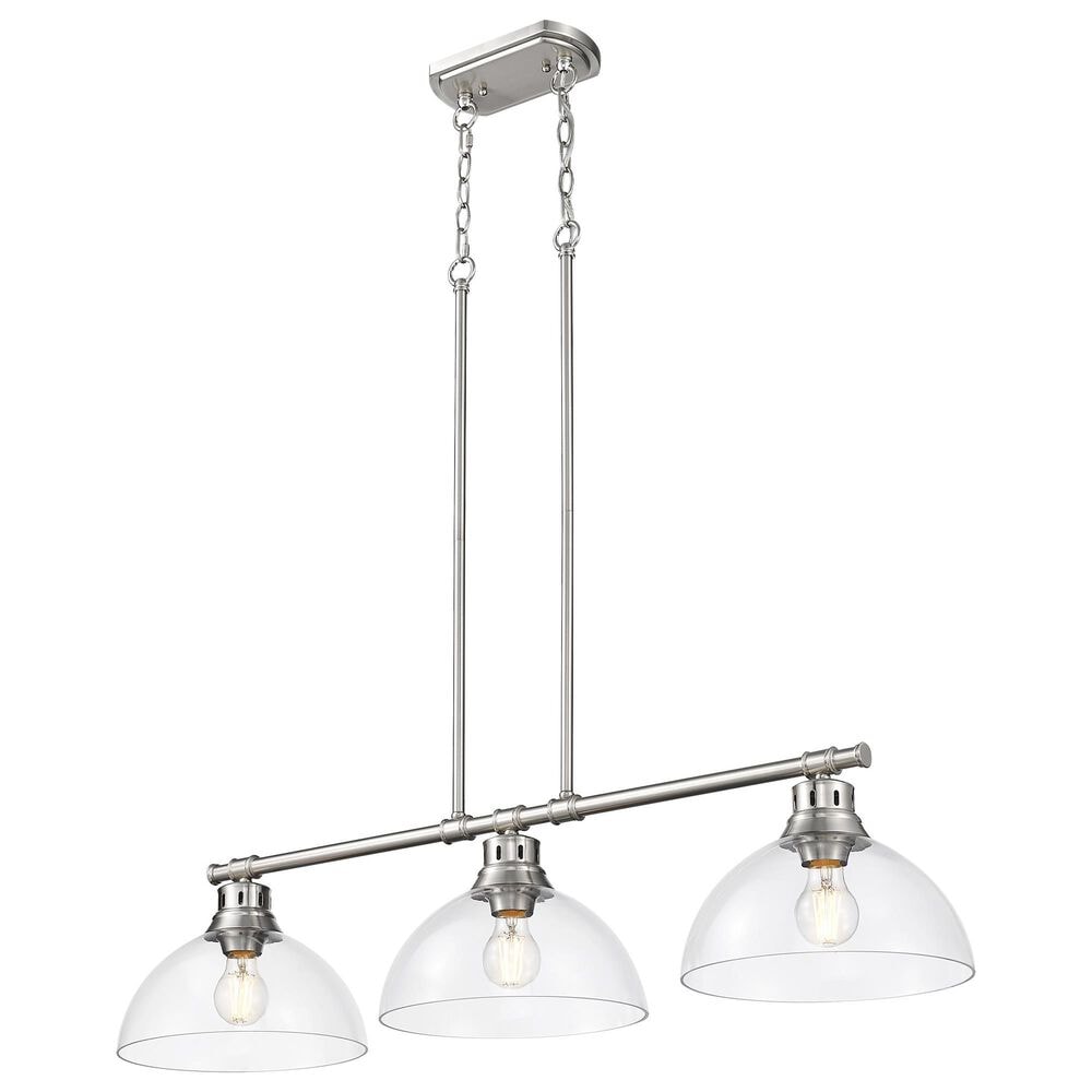 Golden Lighting Duncan 3-Light Pendant with Clear Shade in Pewter, , large