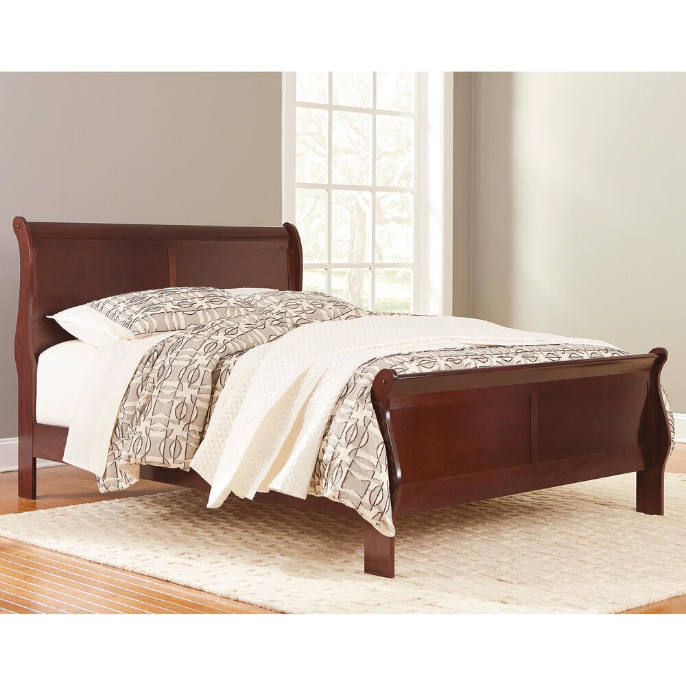 Ashley Alisdair Queen Sleigh Bed in Dark Brown, , large
