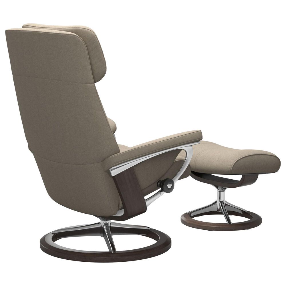Stressless Paul Medium Leather Chair and Ottoman Set in Oxford Blue, , large
