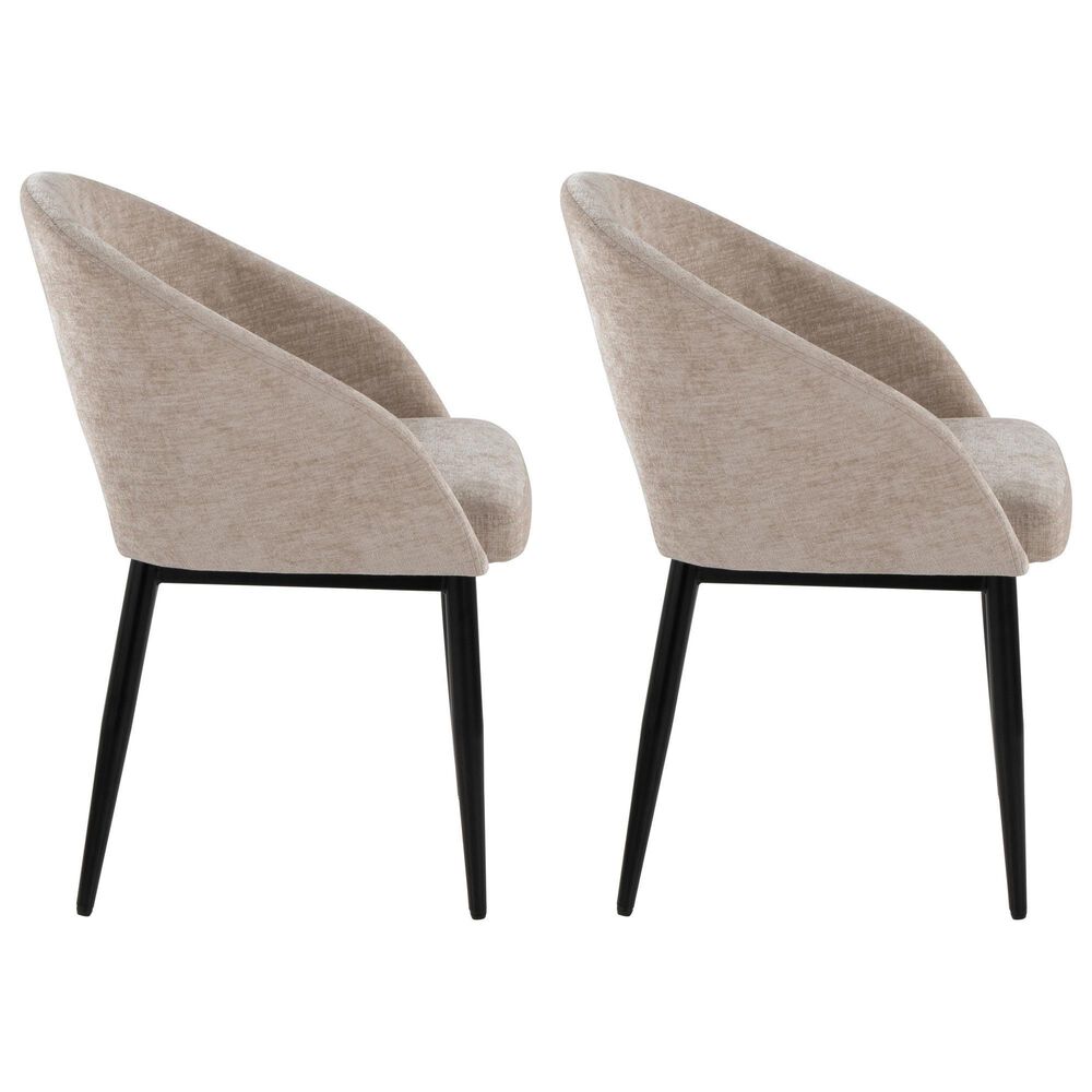 LumiSource Renee Arm Chair with Light Brown Fabric Cushion in Black (Set of 2), , large