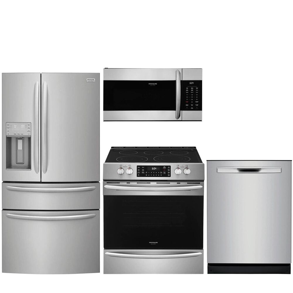 Frigidaire Gallery 4-Piece Gallery 21.8 Cu. Ft. Counter Depth French Door Refrigerator with 30" Electric Range and Built-In Dishwasher in Stainless Steel , , large