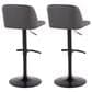 LumiSource Toriano Swivel Adjustable Bar Stool with Grey Faux Leather Upholstery in Black (Set of 2), , large