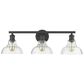 Golden Lighting Carver 3-Light Bath Vanity in Black with Clear Shade, , large