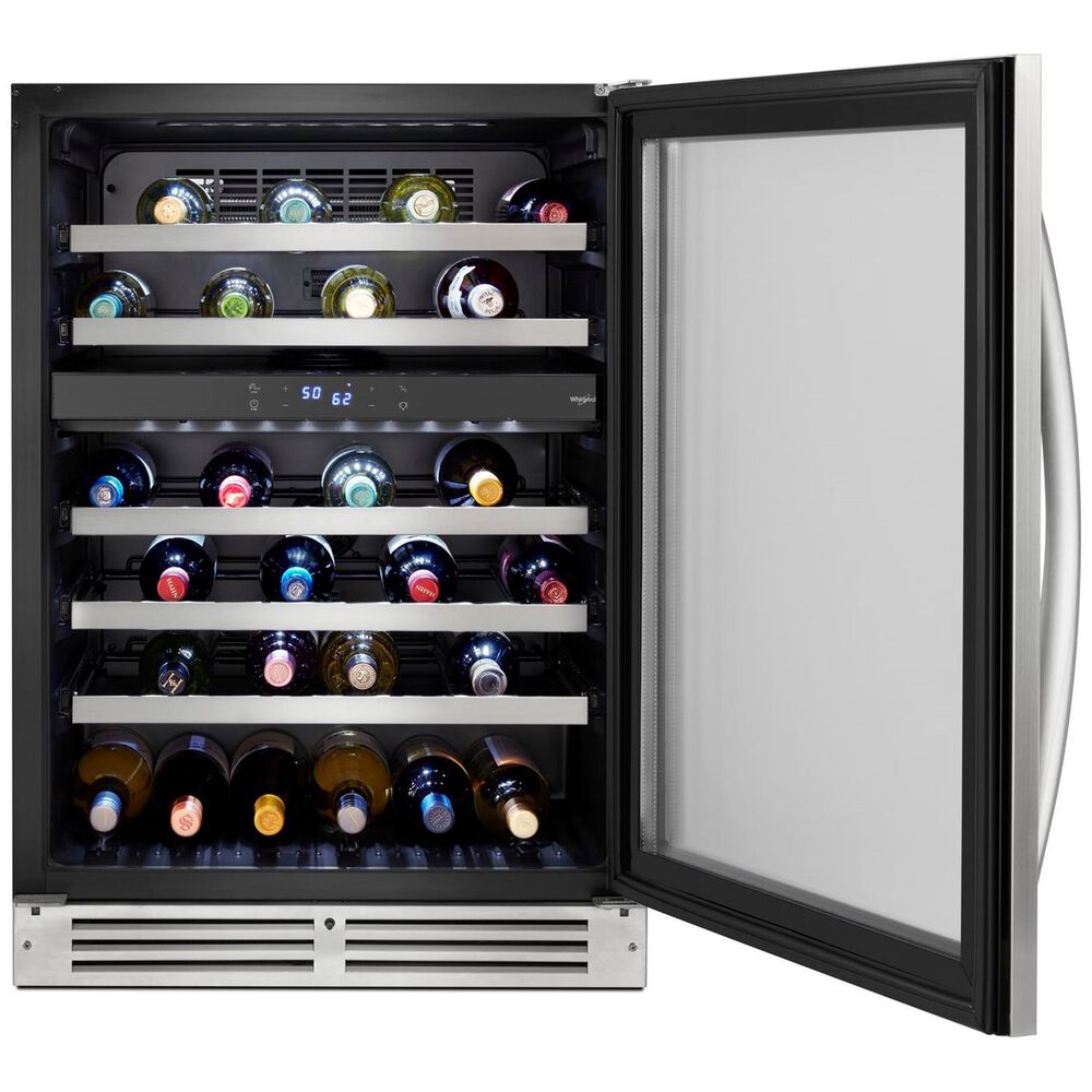 Whirlpool 24&quot; Wide Undercounter Wine Center with 46 Bottle Wine Storage in Stainless Steel, , large