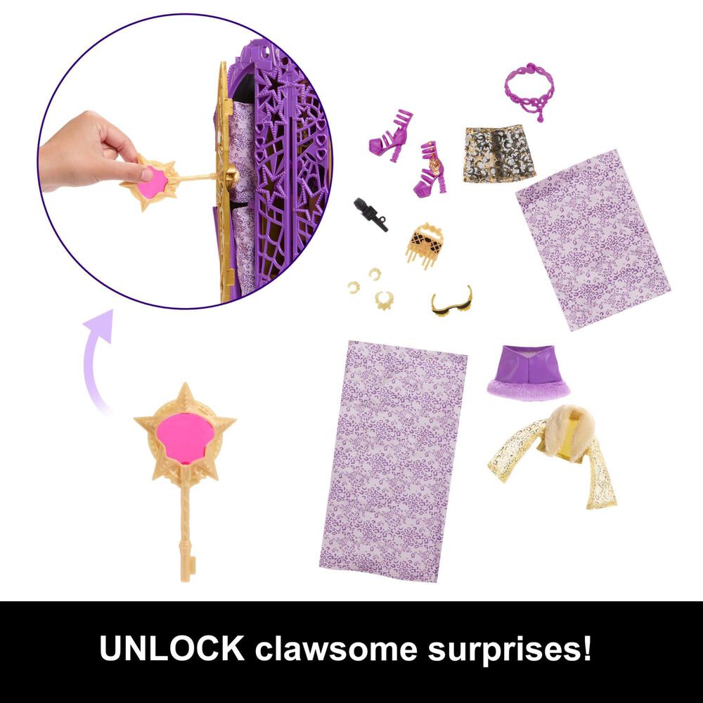 Monster High Hauntlywood Mysteries Clawdeen Wolf Doll with Reveal Closet in Multicolor, , large