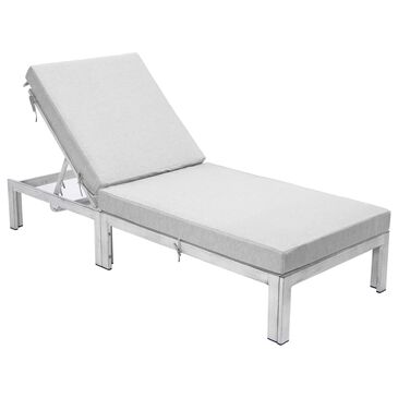 Leisuremod Chelsea Patio Lounge Chair with Light Grey Cushion in Weathered Grey, , large
