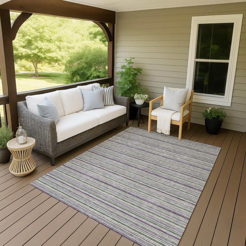 Dalyn Rug Company Soft Essentials Striped Pewter 3' x 5' Indoor/Outdoor Area Rug, , large