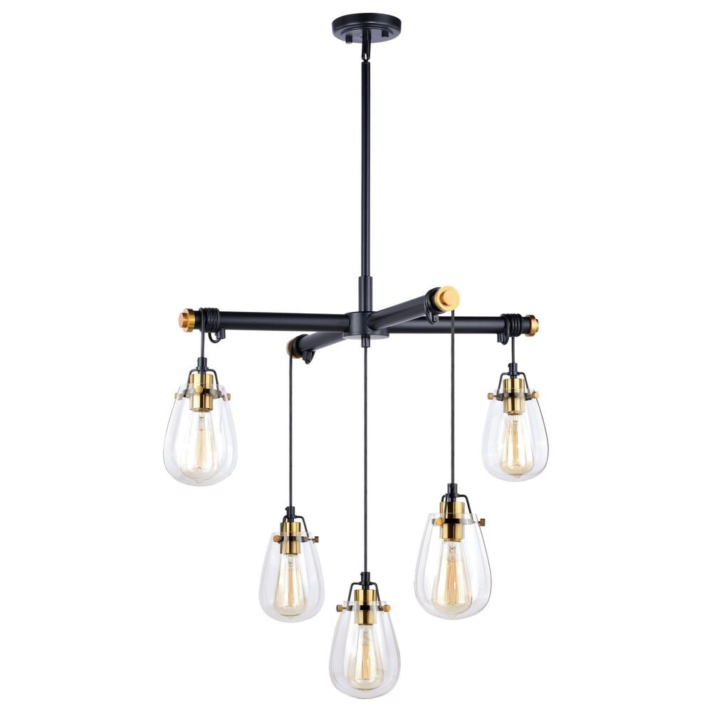 Vaxcel Kassidy 5-Light Chandelier in Black and Natural Brass, , large