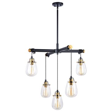 Vaxcel Kassidy 5-Light Chandelier in Black and Natural Brass, , large