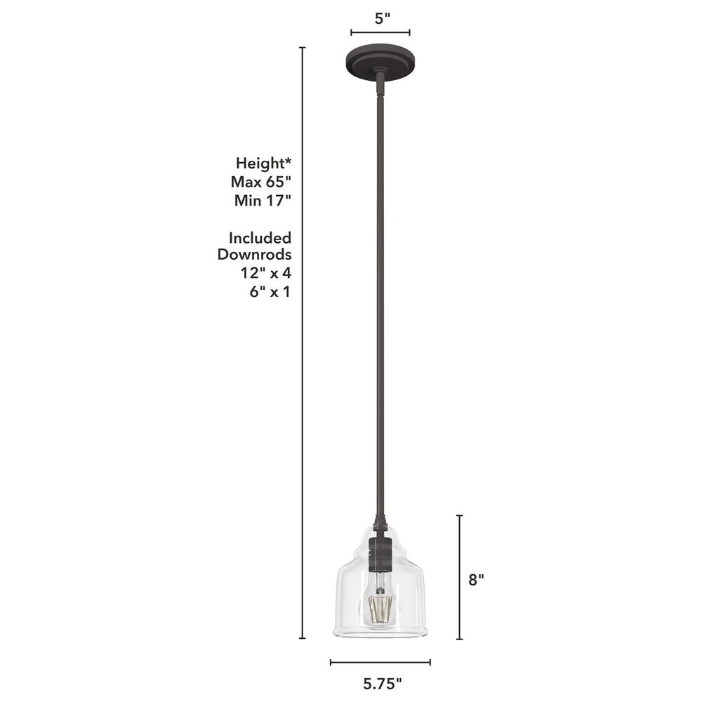 Hunter Dunshire 6&quot; 1-Light Mini Pendant with Clear Shade in Noble Bronze, , large
