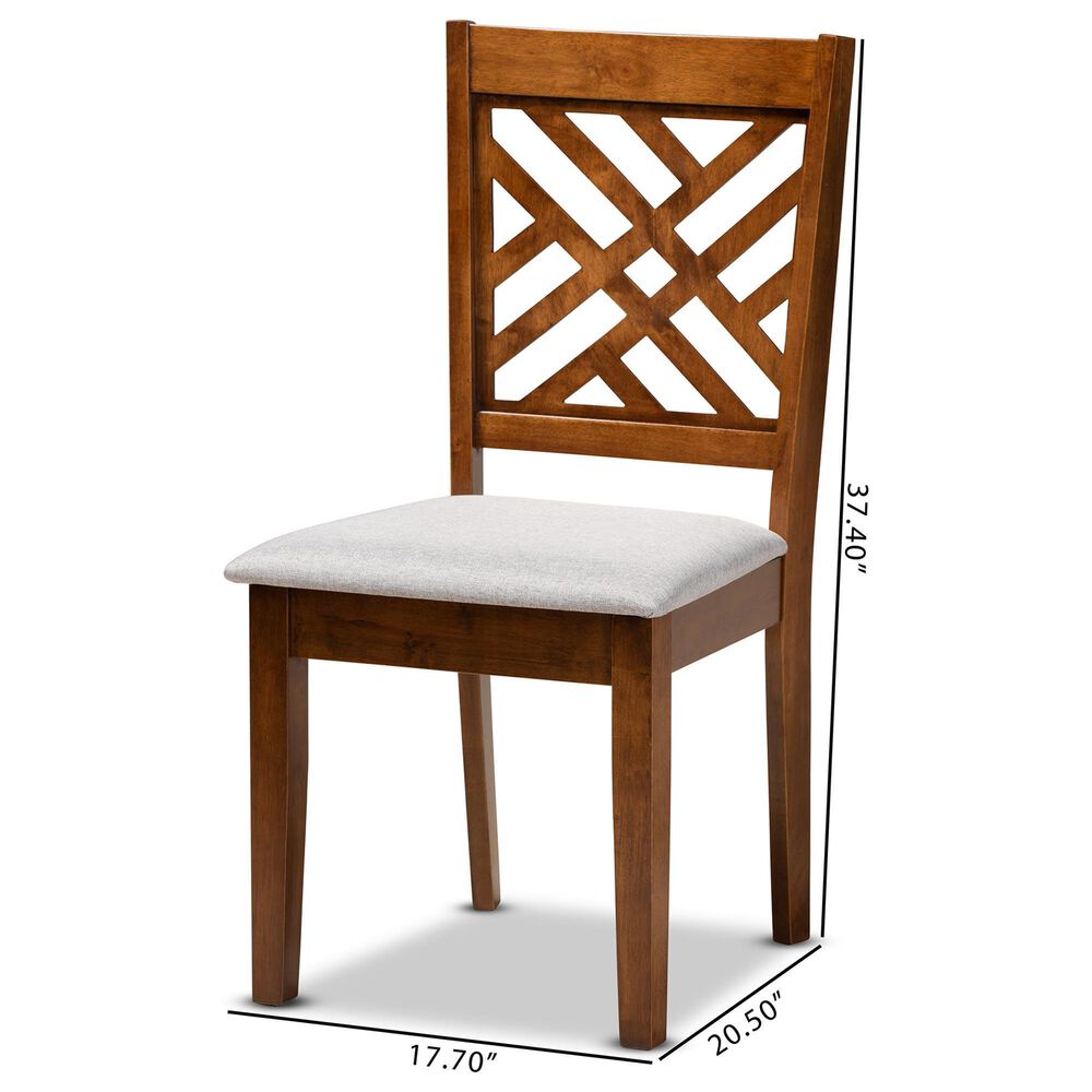 Baxton Studio Caron Side Chair with Grey Cushion in Walnut Brown (Set of 2), , large