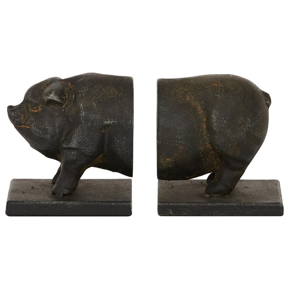 Maple and Jade 5" Farmhouse Metal Bookends in Grey, , large