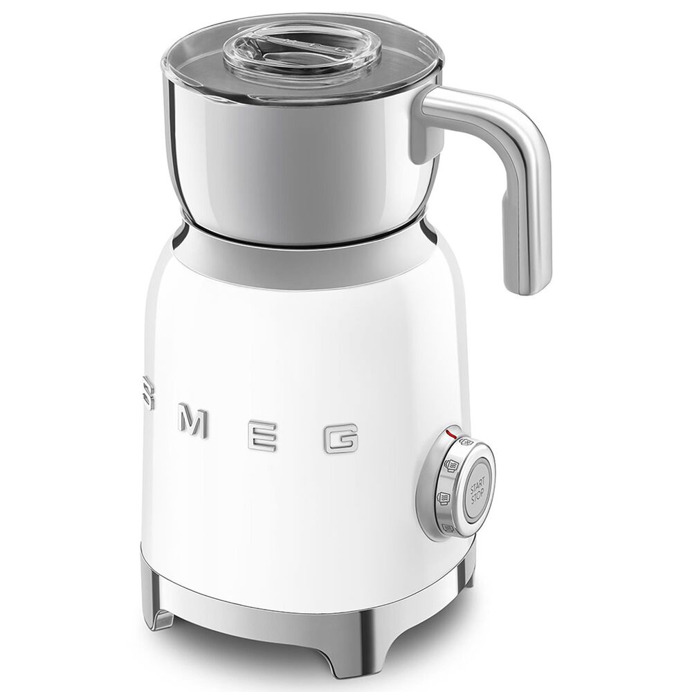 Smeg Retro Style Milk Frother in White and Stainless Steel, , large