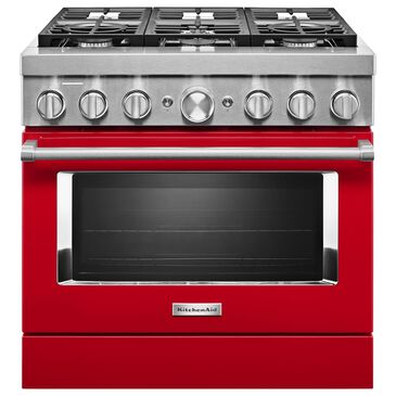 KitchenAid 36" Professional Dual Fuel Range in Passion Red, , large