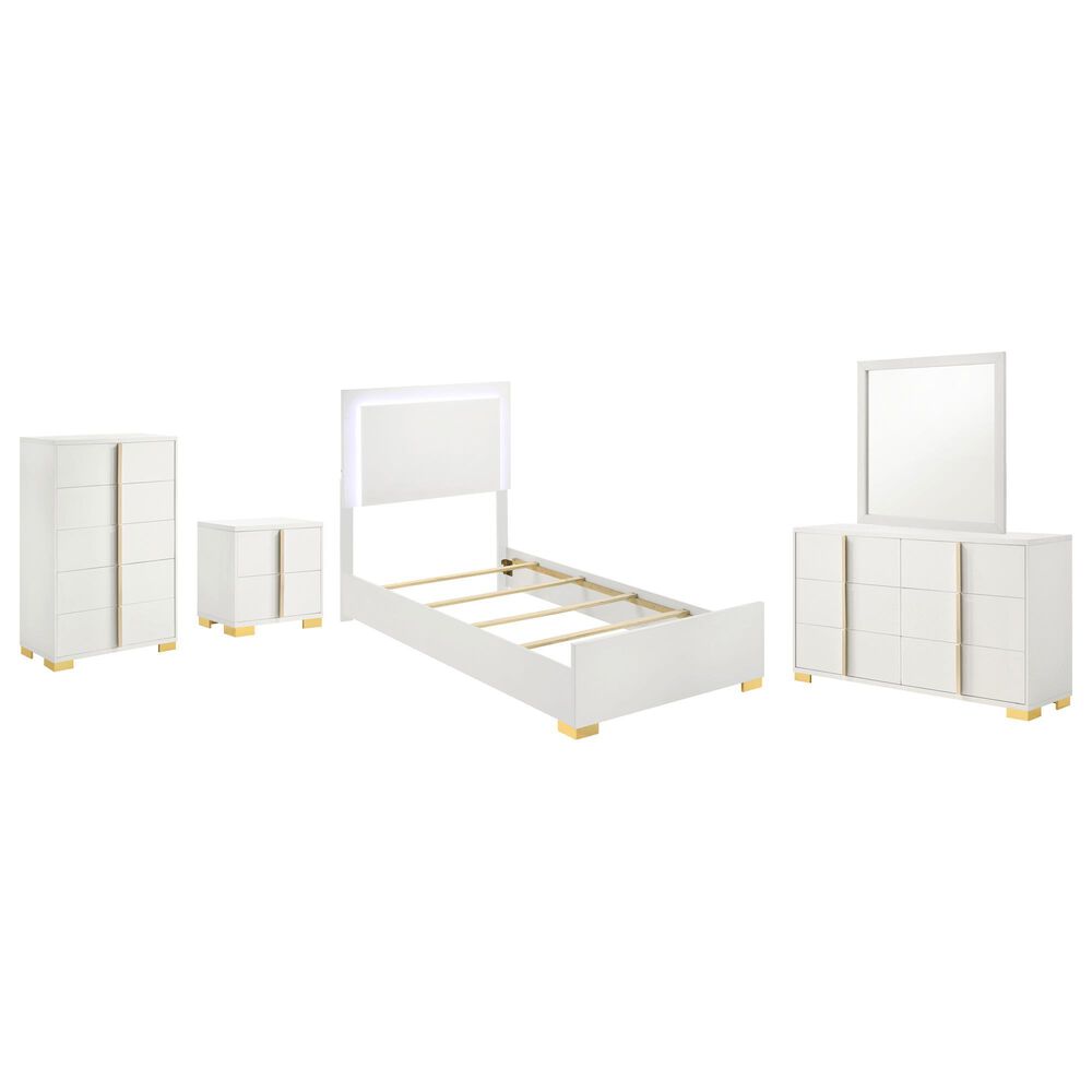 Pacific Landing Marceline 5-Piece Twin Bed Set in White, , large