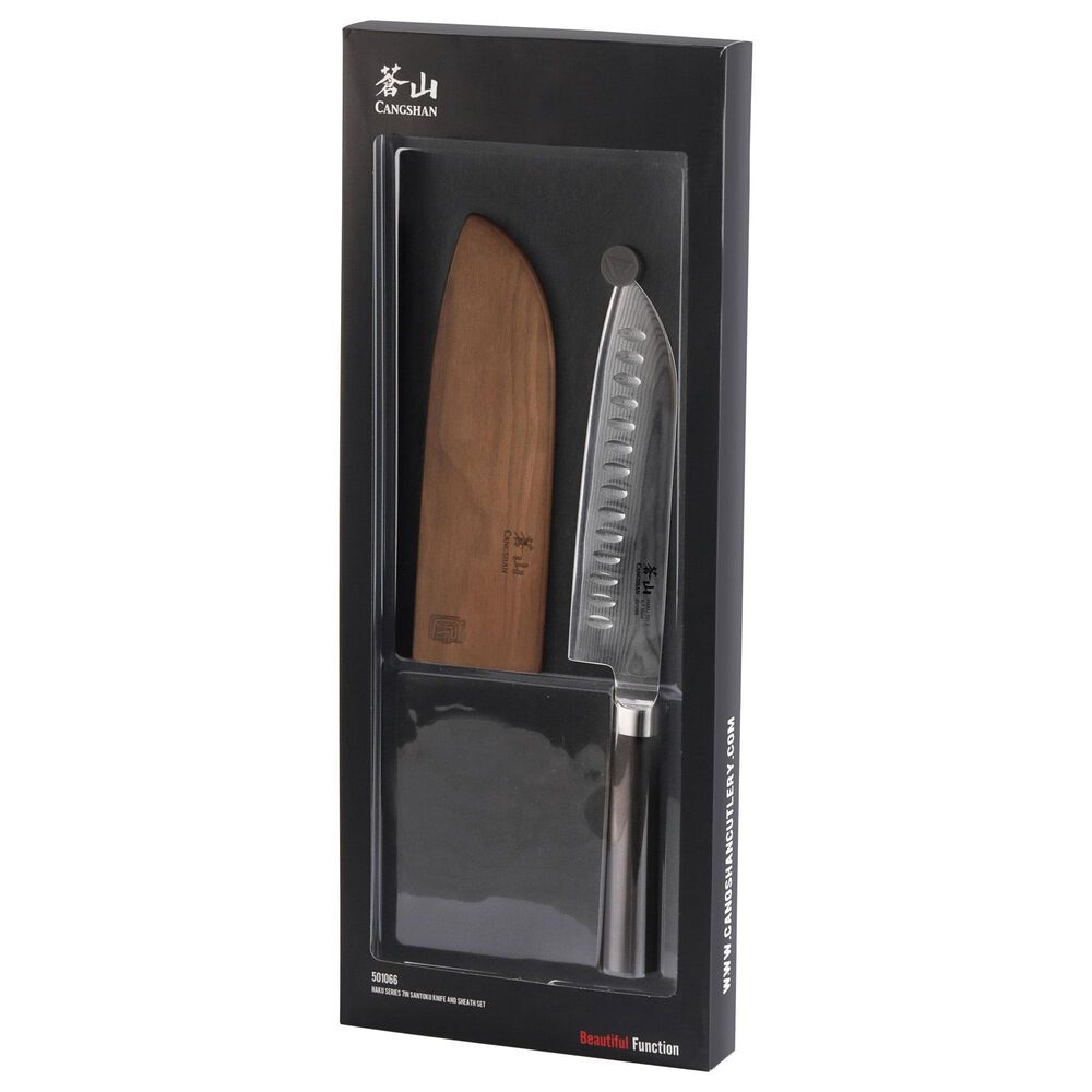 Cangshan Haku 7&quot; Santoku Knife with Sheath in Dark Brown and Silver, , large
