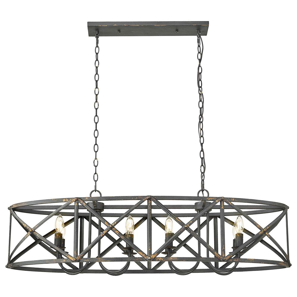 Golden Lighting Alcott 8-Light Linear Pendant in Antique Black and Gold, , large