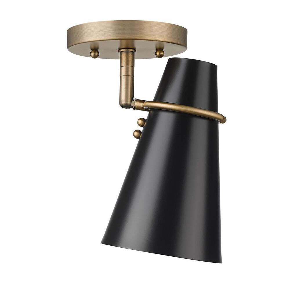 Golden Lighting Reeva 7&quot; Wall Sconce with Matte Black Shade in Modern Brass, , large