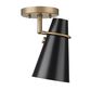 Golden Lighting Reeva 7" Wall Sconce with Matte Black Shade in Modern Brass, , large