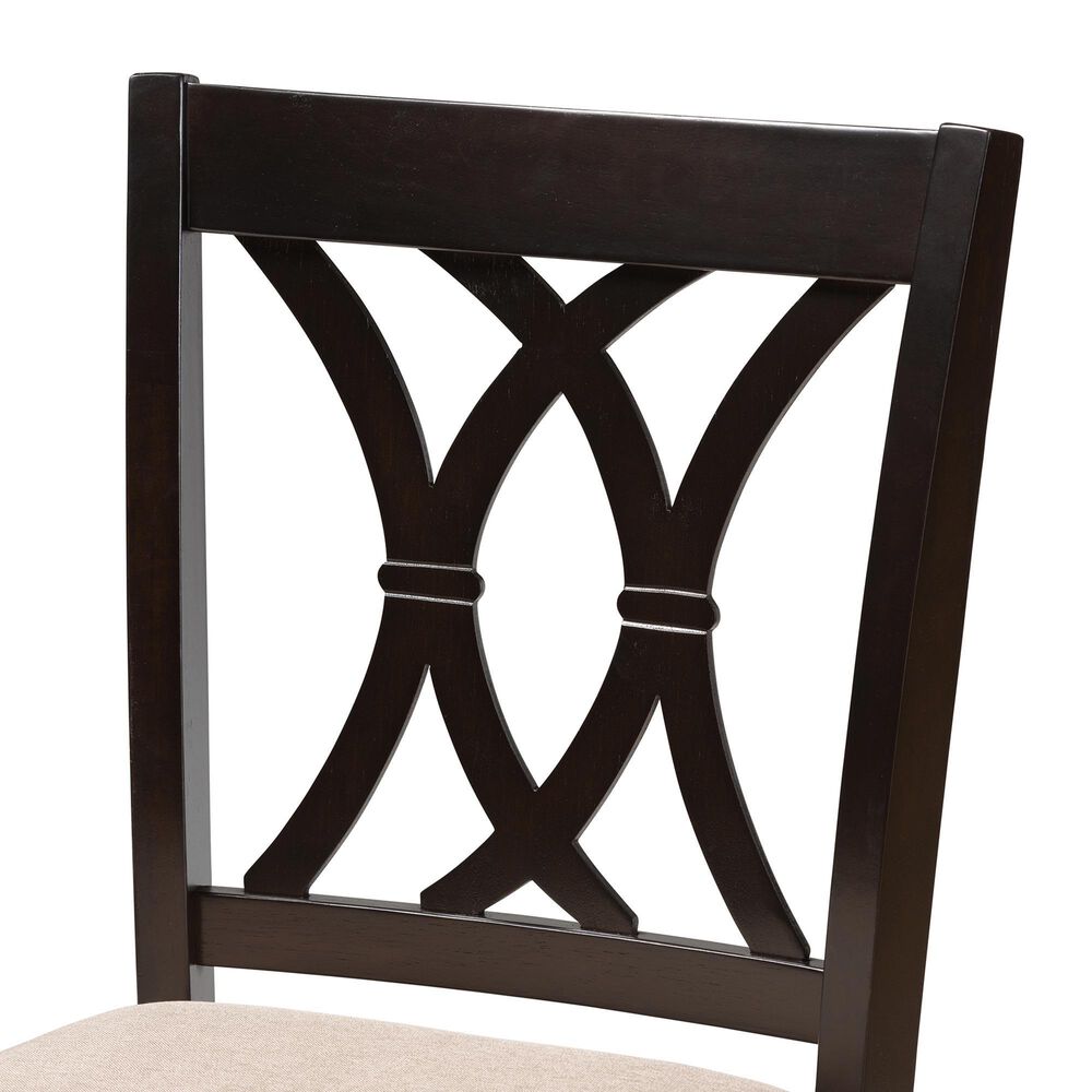 Baxton Studio Reneau Counter Height Pub Chair with Sand Cushion in Espresso Brown (Set of 2), , large