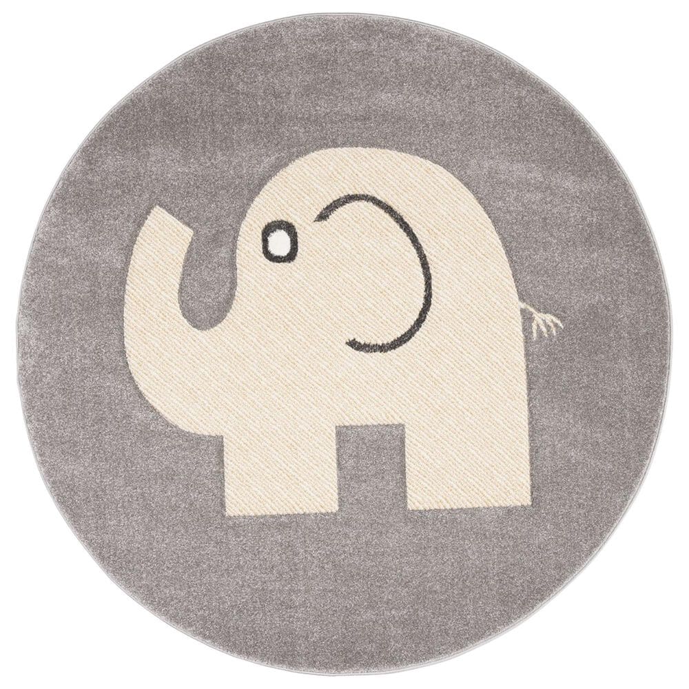 Safavieh Carousel CRK165 4" Round Grey and Ivory Kids Area Rug, , large