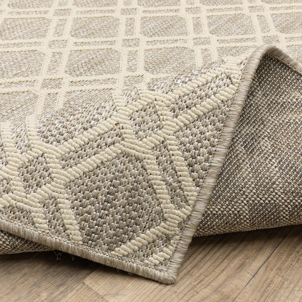 ROW by Oriental Weavers Zarina Ivory and Beige 5'3" x 7'3" Indoor/Outdoor Area Rug, , large