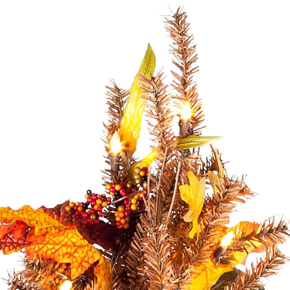The Gerson Company 46&quot; Pre-Lit Porch Tree with Pumpkins, Pinecones, and Berries in Orange, , large