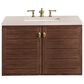 James Martin Vanities Amberly 36" Single Bathroom Vanity in Walnut with 3 cm Eternal Marfil Quartz Top and Rectangular Sink, , large