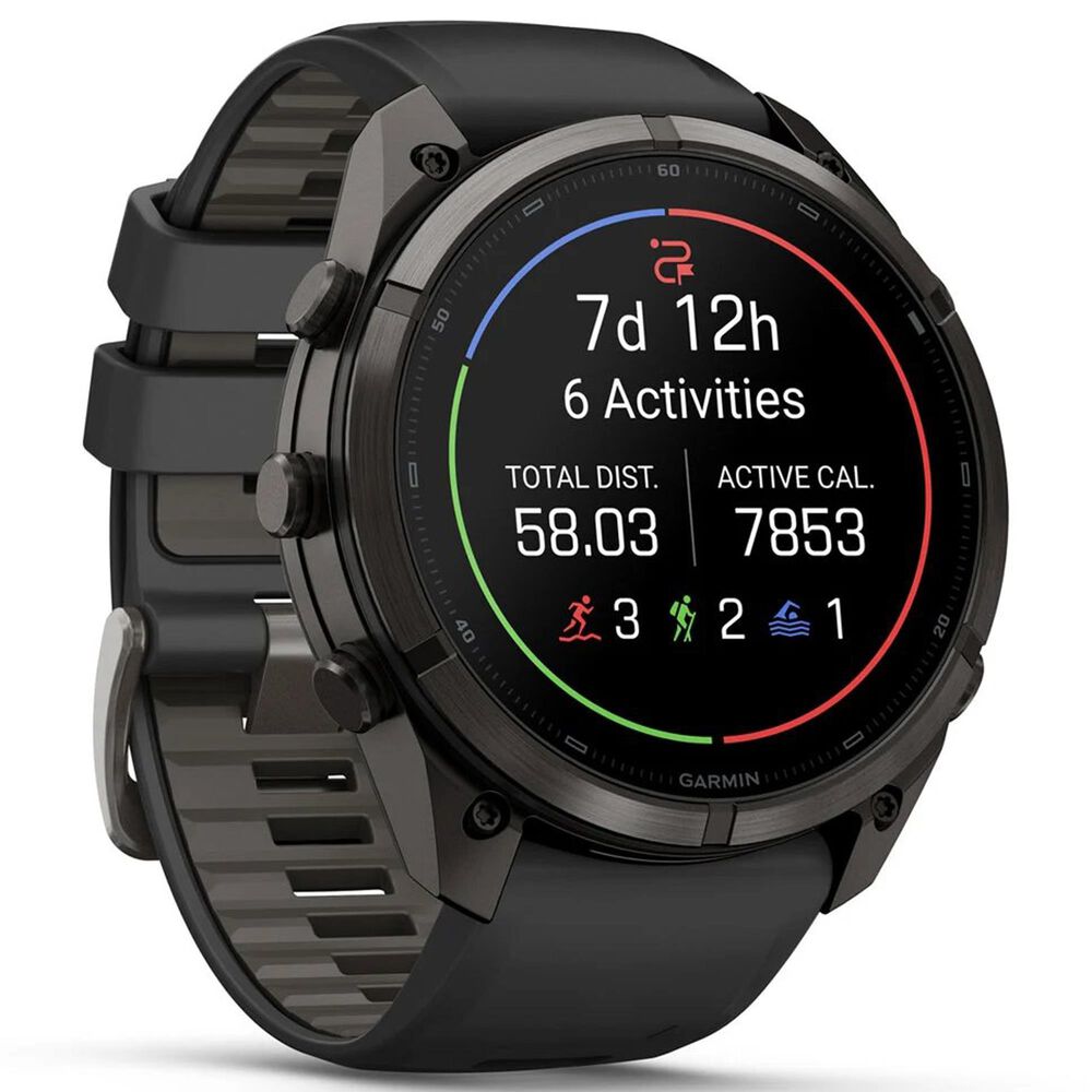 Garmin fenix 9 Pro inReach Smartwatch 51mm Carbon Gray DLC Titanium with Black and Pebble Gray Silicone Band, , large