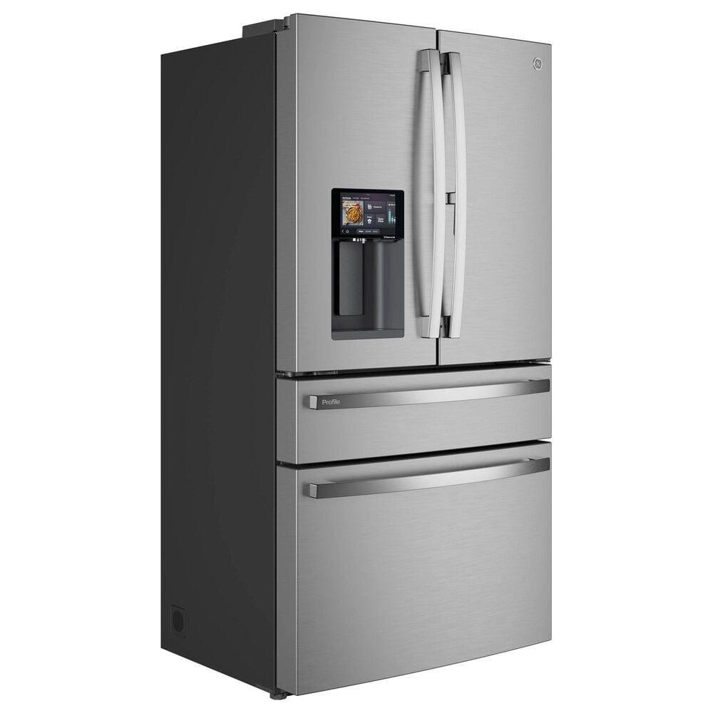 GE Profile 22.4 Cu. Ft. Smart Counter-Depth 4-Door French-Door Refrigerator with Kitchen Assistant in Fingerprint Resistant Stainless Steel, , large