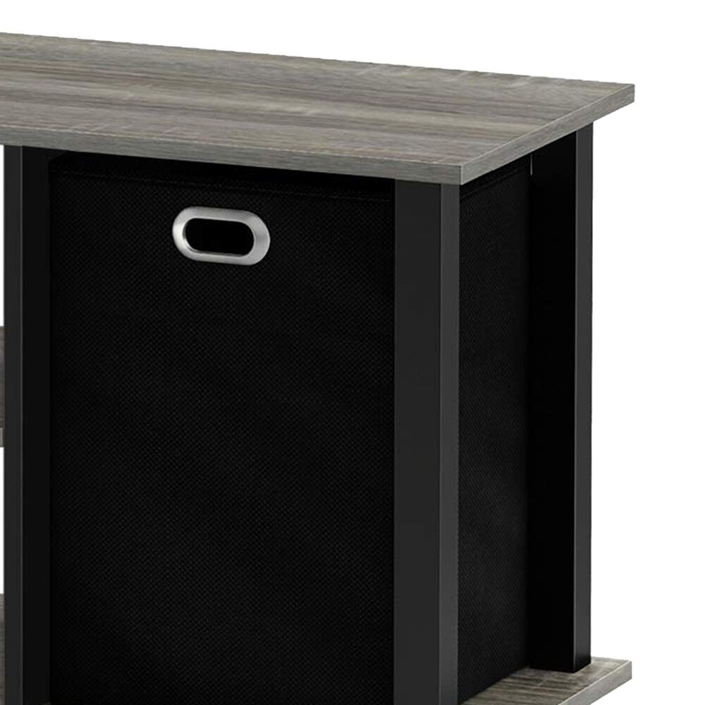 HOMLUX 41.7" Entertainment Center TV Stand with Storage Bins in French Oak Grey and Black, , large