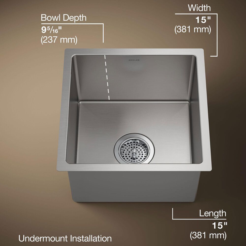 Kohler Strive 15" Undermount Bar Sinks in Stainless Steel, , large